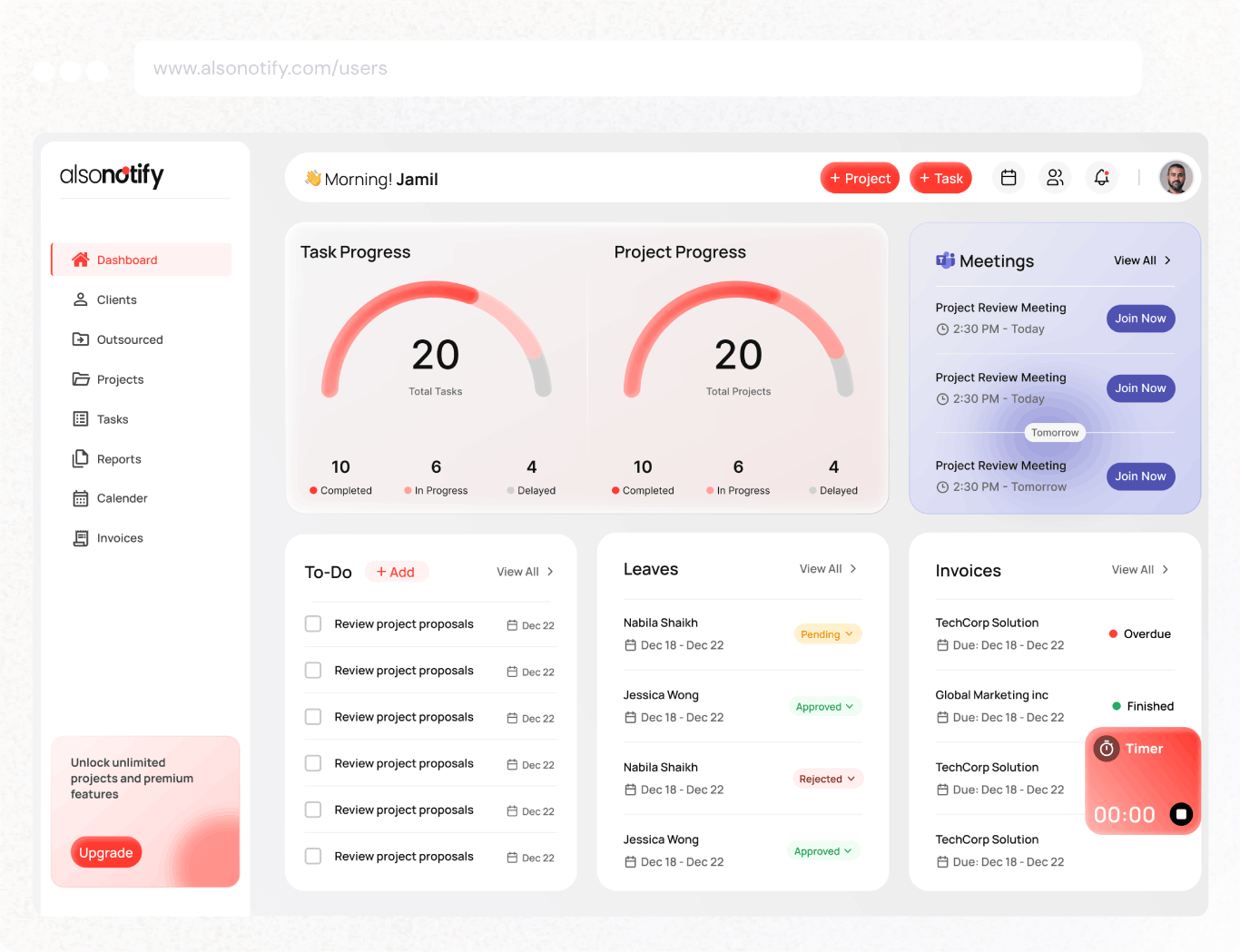Apsonotify Dashboard Mockup